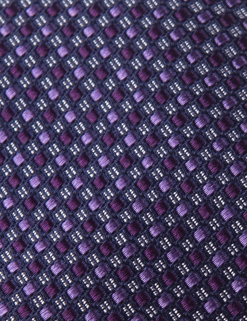 Men's Purple 2 Tone Squares Tie - 100% Silk