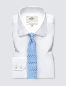 Men's Light Blue Dotted Print Tie - 100% Silk