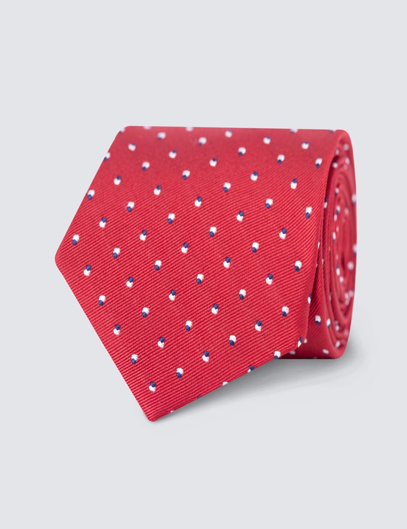 Krawatte – Seide – Standardbreite – rot Tupfen