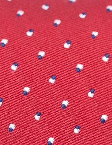 Men's Red Dotted Print Tie - 100% Silk