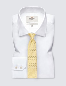 Men's Yellow Dotted Print Tie - 100% Silk