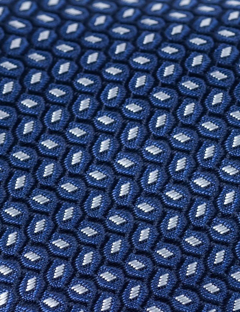Men's Navy Dashes Printed Tie - 100% Silk