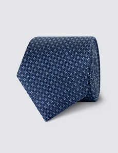 Krawatte – Seide – Standardbreite – navy kleine Quadrate