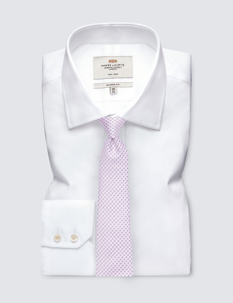Krawatte – Seide – Standardbreite – flieder kleine Quadrate