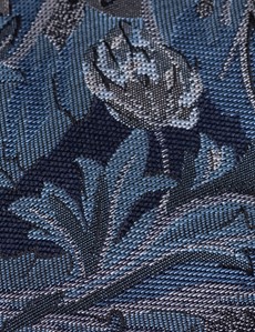Men's Blue Woven Floral Tie - 100% Silk