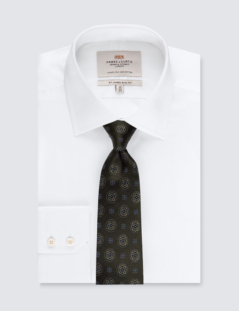 Krawatte – Seide – Standardbreite – dunkelgrün Kreise