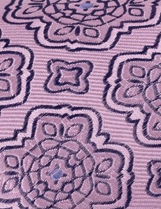 Men's Pink Medallions Print Tie - 100% Silk