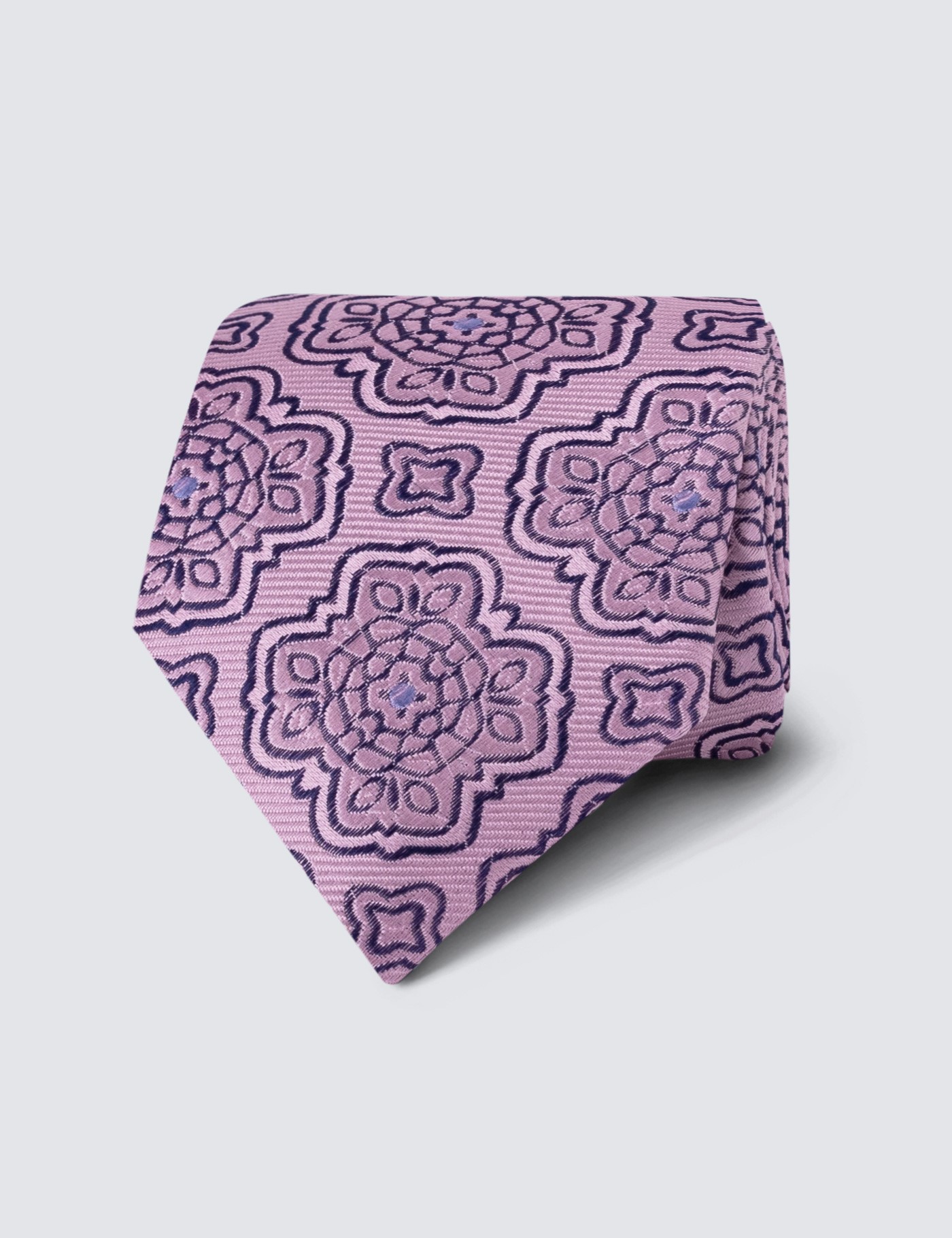 Men's Pink Medallions Print Tie - 100% Silk | Hawes & Curtis