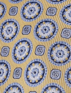Men's Yellow Geometric Print Tie - 100% Silk