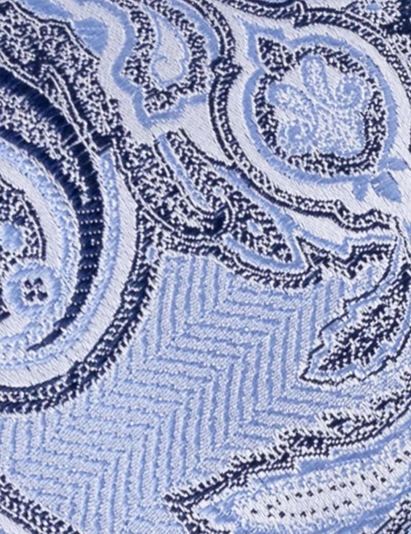 Men's Light Blue Floral Print Tie - 100% Silk