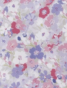 Men's Blue & Pink Floral Print Tie - 100% Cotton