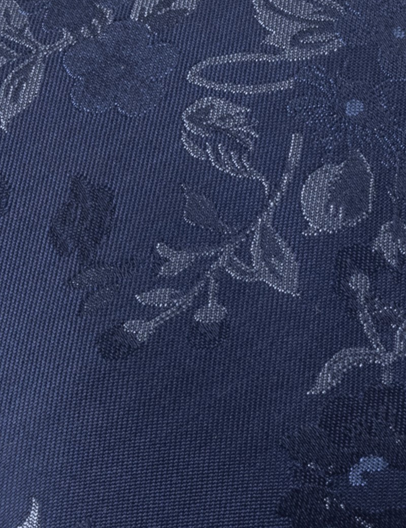 Krawatte – Seide – schmal – dunkelblau Blumenmuster