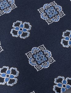 Krawatte – Seide – Standardbreite – dunkelblau geometrisches Muster
