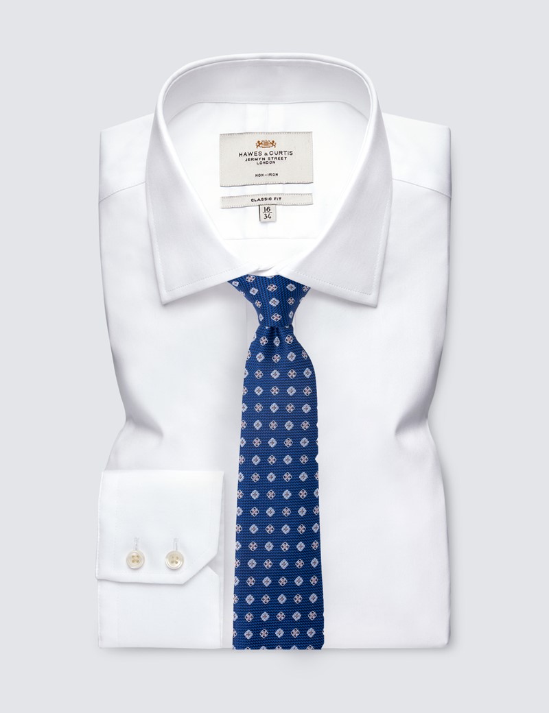 Krawatte – Seide – Standardbreite – blau Webmuster