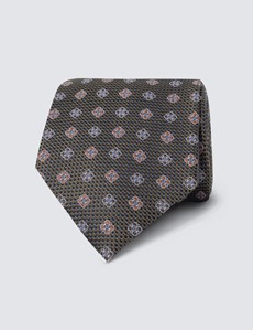 Krawatte – Seide – Standardbreite – grün Webmuster