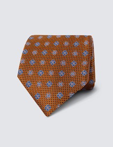 Krawatte – Seide – Standardbreite – orange Webmuster