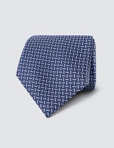Krawatte – Seide – Standardbreite – dunkelblau fein gemustert