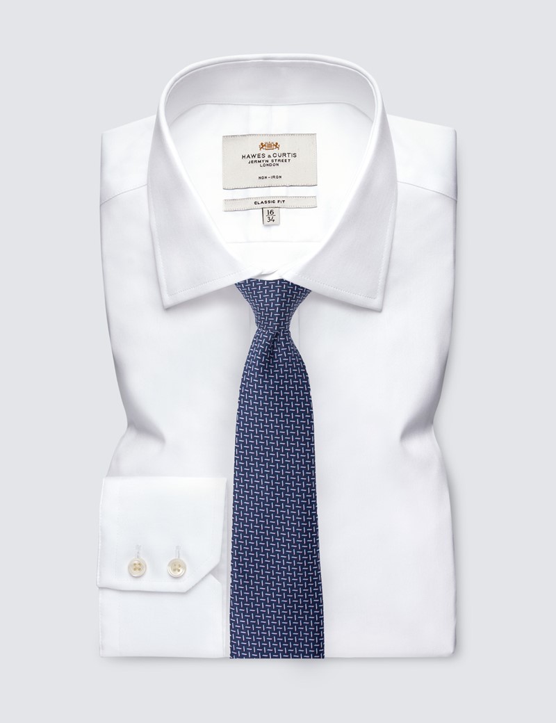 Krawatte – Seide – Standardbreite – dunkelblau fein gemustert
