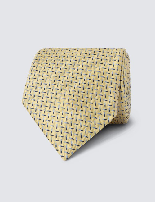 Krawatte – Seide – Standardbreite – gelb fein gemustert