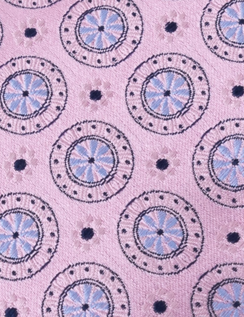 Krawatte – Seide – Standardbreite – rosa abstrakte Blümchen