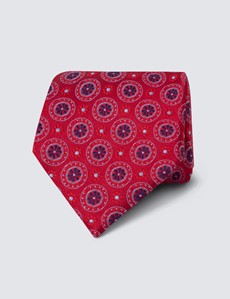 Krawatte – Seide – Standardbreite – rot abstrakte Blümchen