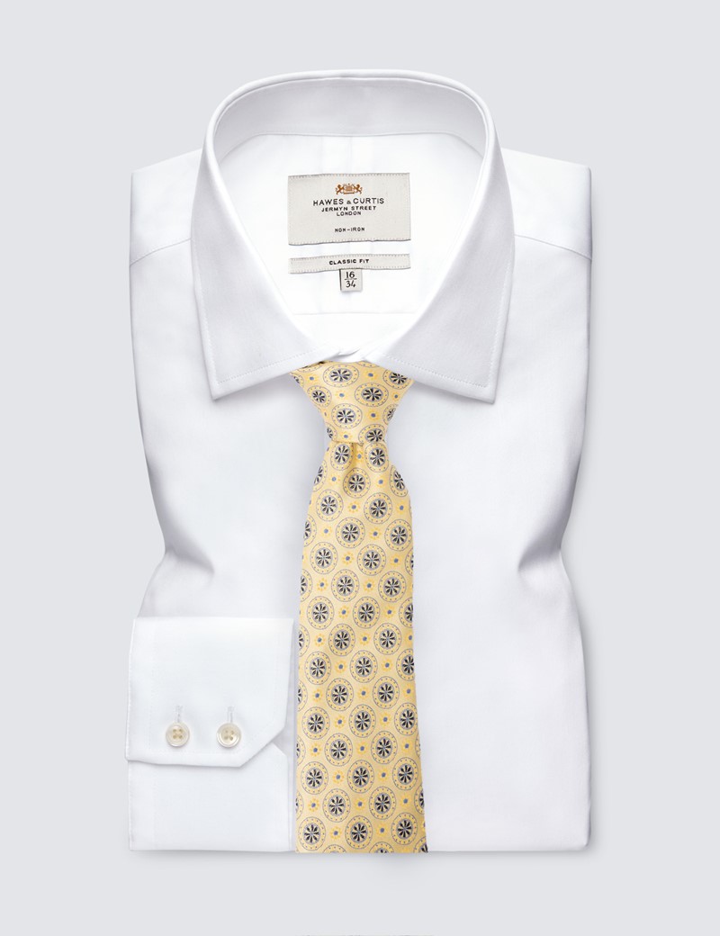 Krawatte – Seide – Standardbreite – gelb abstrakte Blümchen