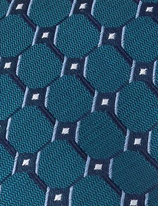 Krawatte – Seide – Standardbreite – blaugrün Diamand-Muster