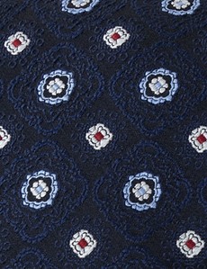 Krawatte – Seide – Standardbreite – dunkelblau geometrisches Webmuster