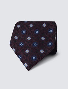 Krawatte – Seide – Standardbreite – weinrot geometrisches Webmuster