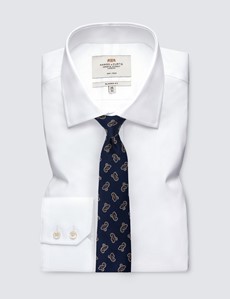 Krawatte – Seide – Standardbreite – Paisleyblatt dunkelblau braun 