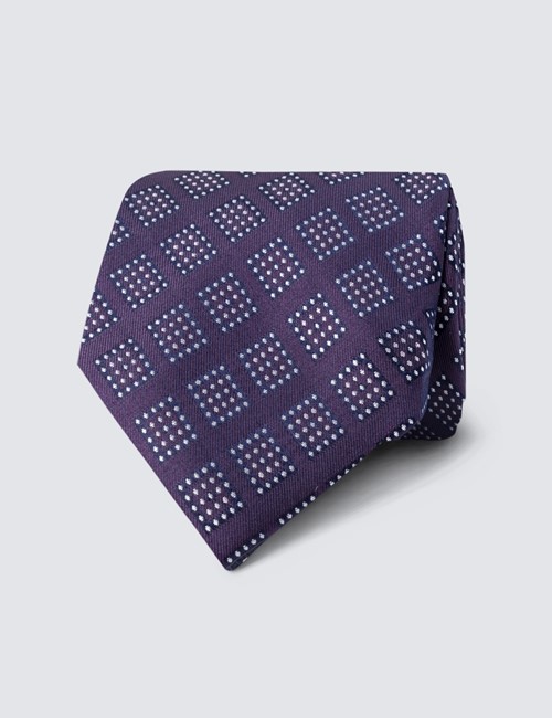 Krawatte – Seide – Standardbreite – violett Pünktchen