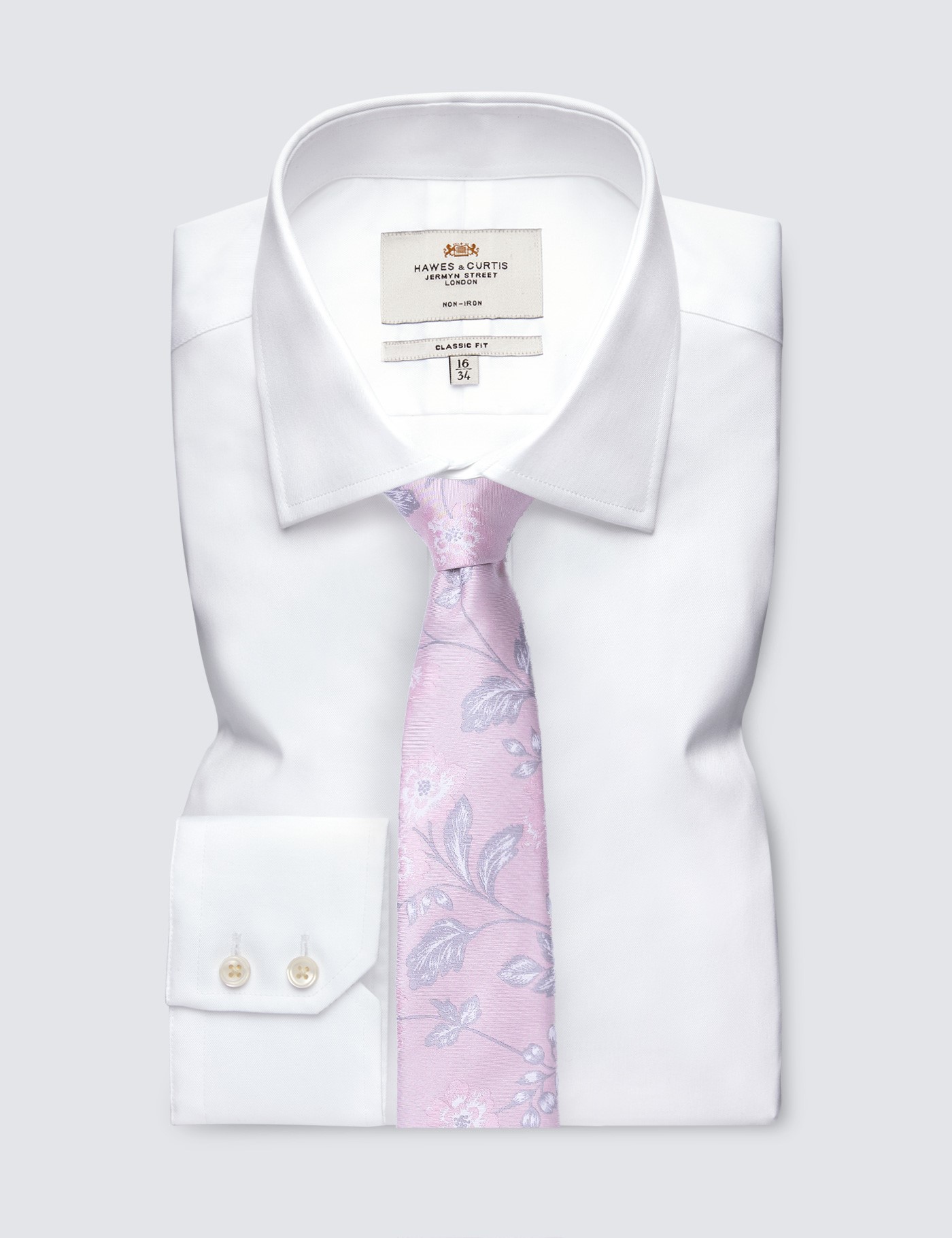 Light Pink Abstract Floral Tie - 100% Silk | Hawes & Curtis