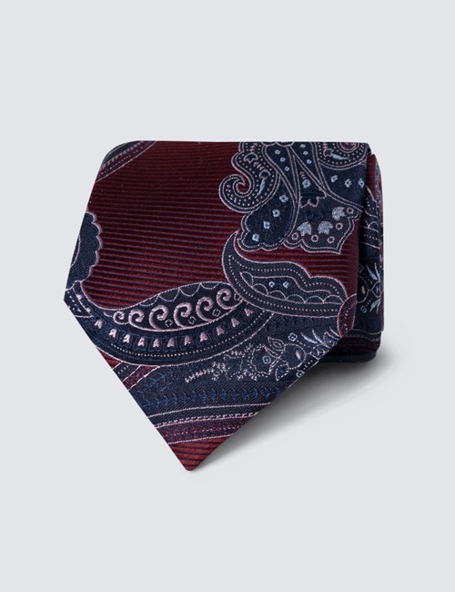 Krawatte – Seide – Standardbreite – Burgunderrot Paisley 