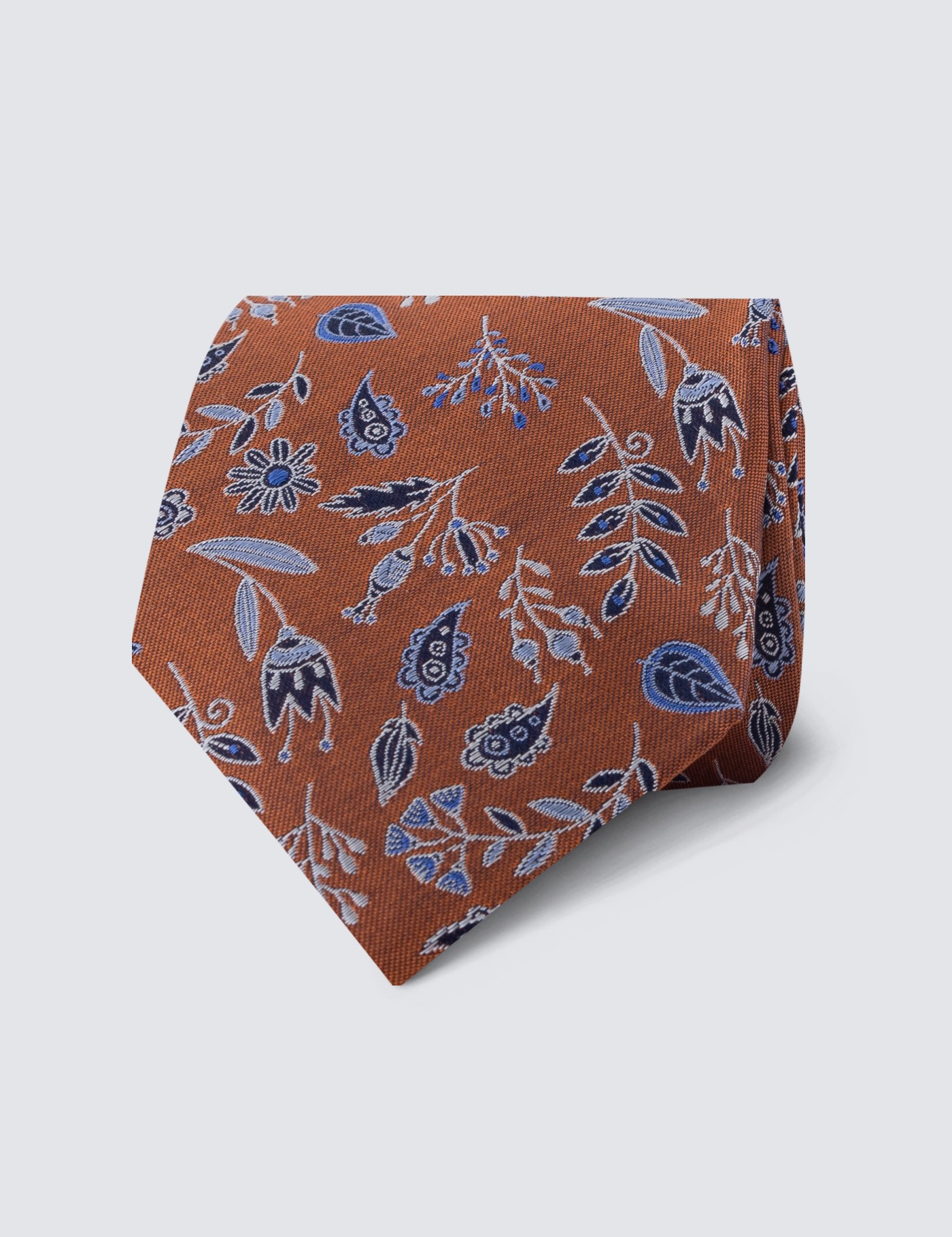 Orange Floral Tie - 100% Silk | Hawes & Curtis