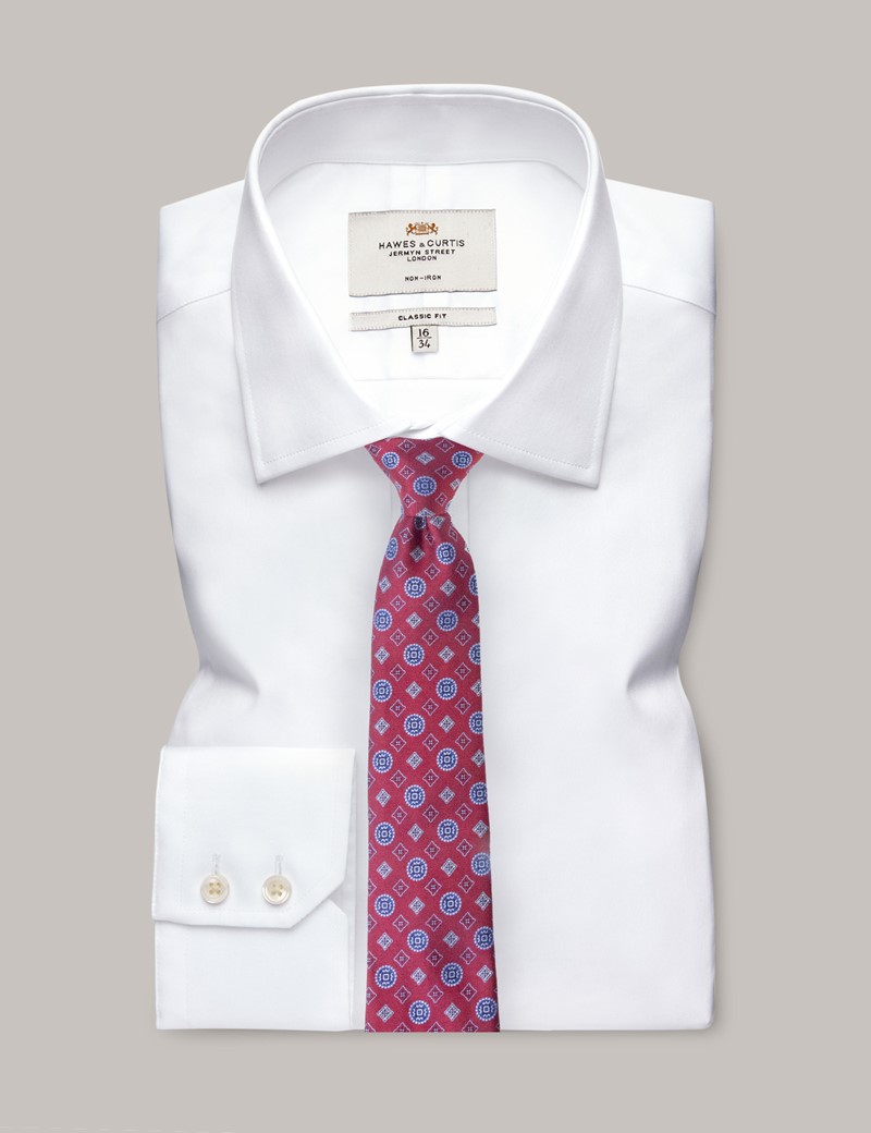 Men's Red Contrast Geometric Tie - 100% Silk