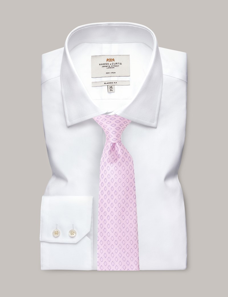 Men's Pink Diamond Links Tie 100 Silk