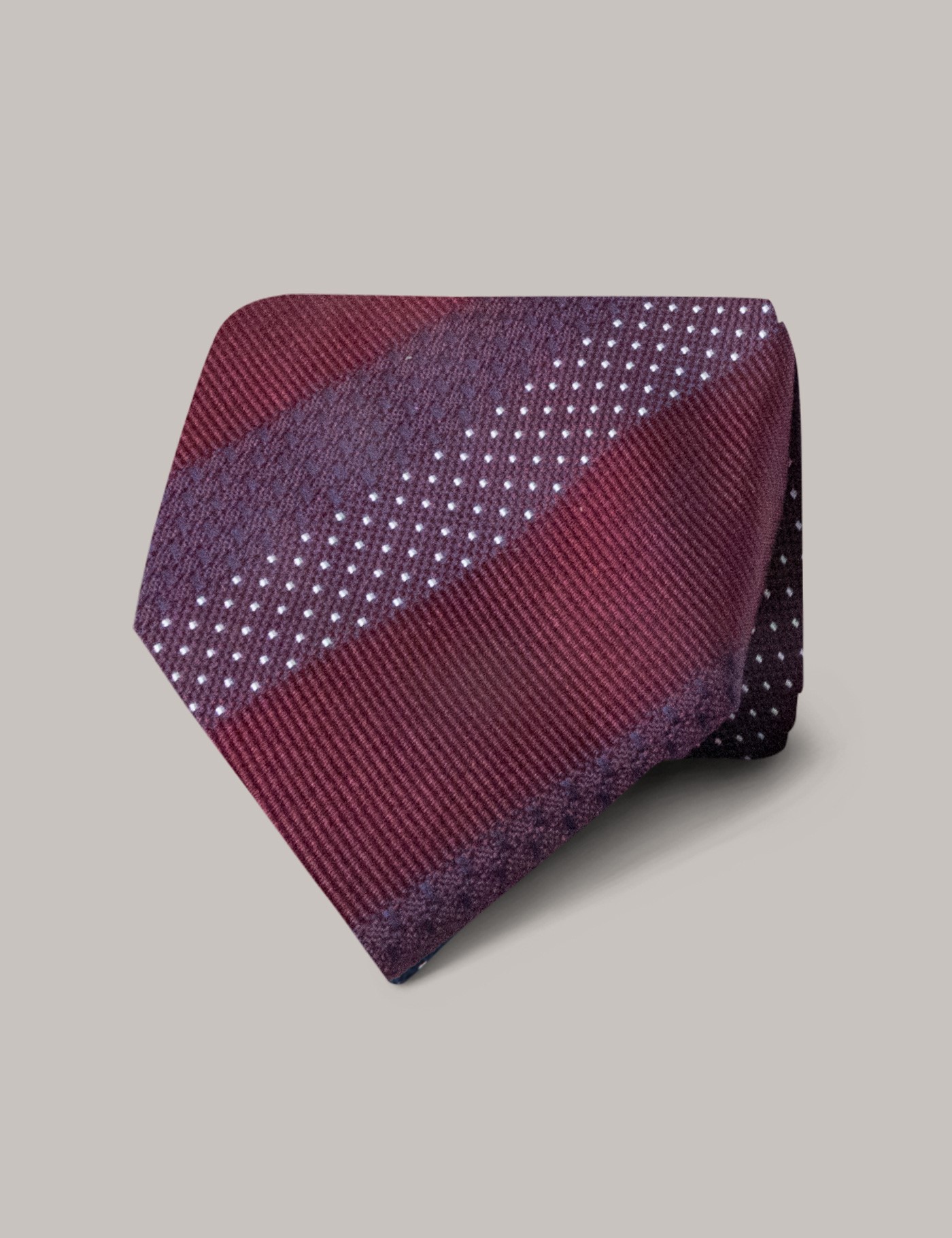 Men's Burgundy Spotted Stripe Tie - 100% Silk