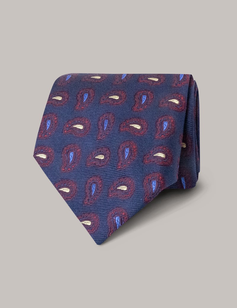 Navy Contrast Teardrop Tie - 100% Silk