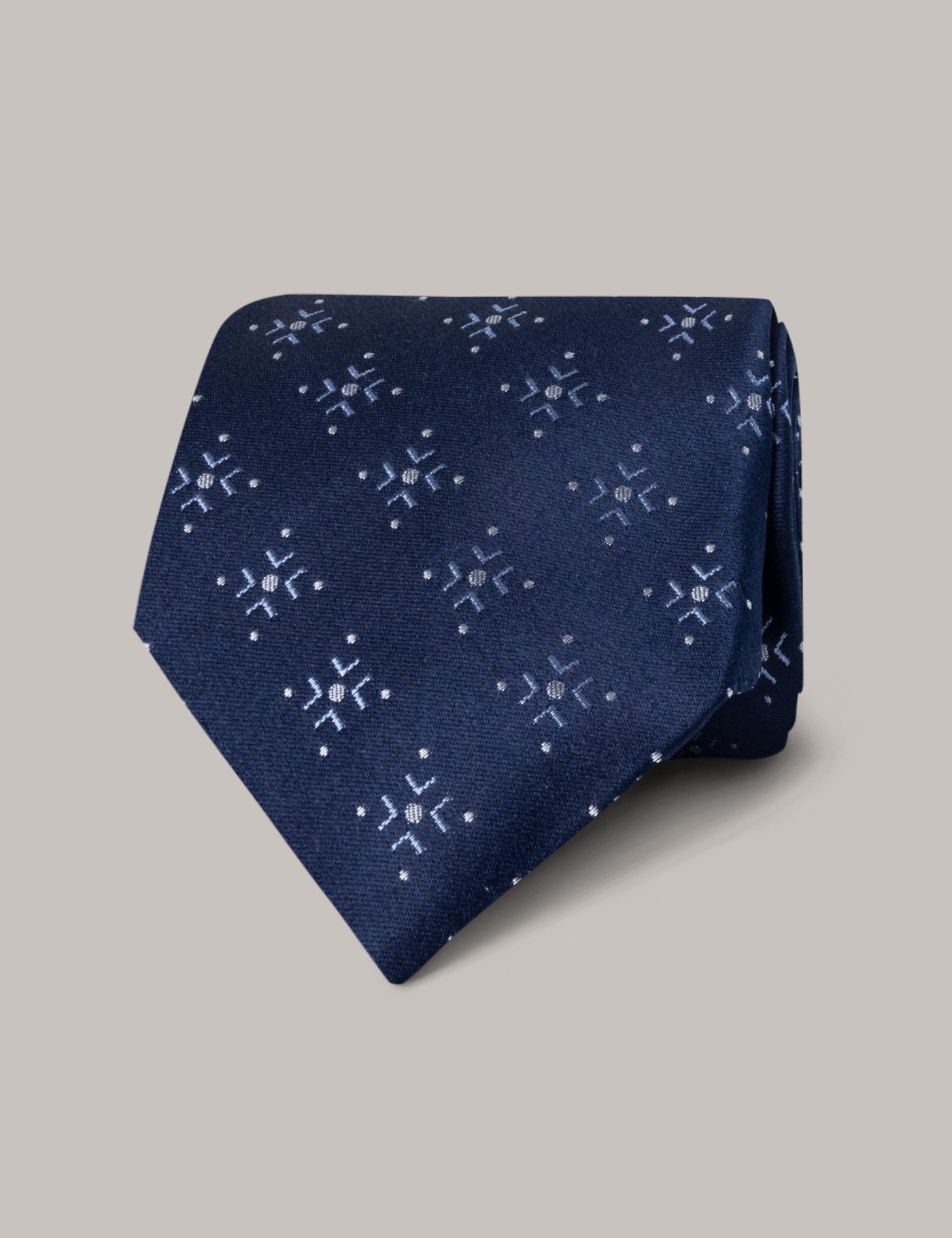 hawes & curtis navy geo foulard tie - 100% silk