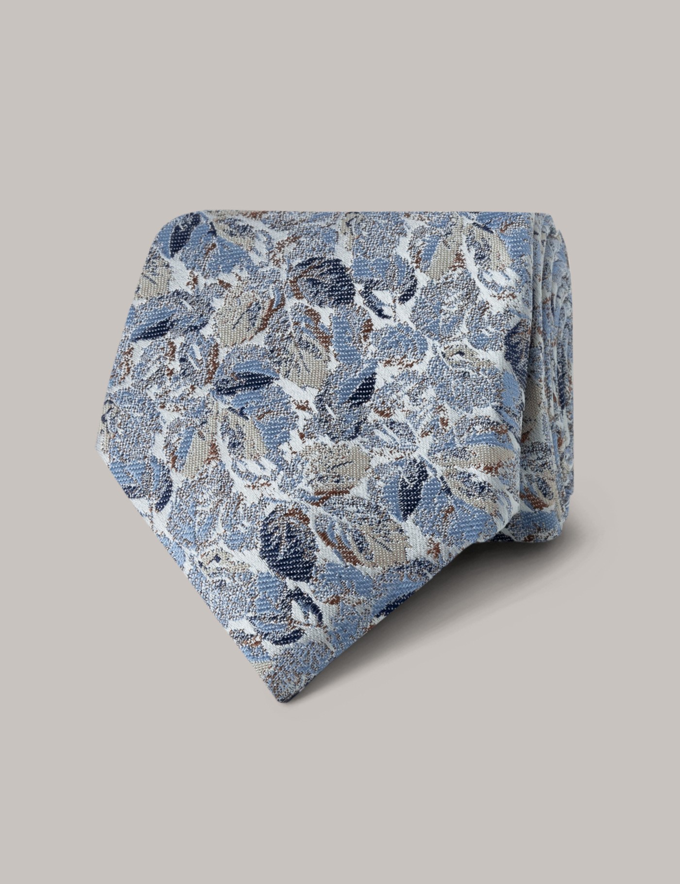Men's Blue Leaf Tie - 100% Silk