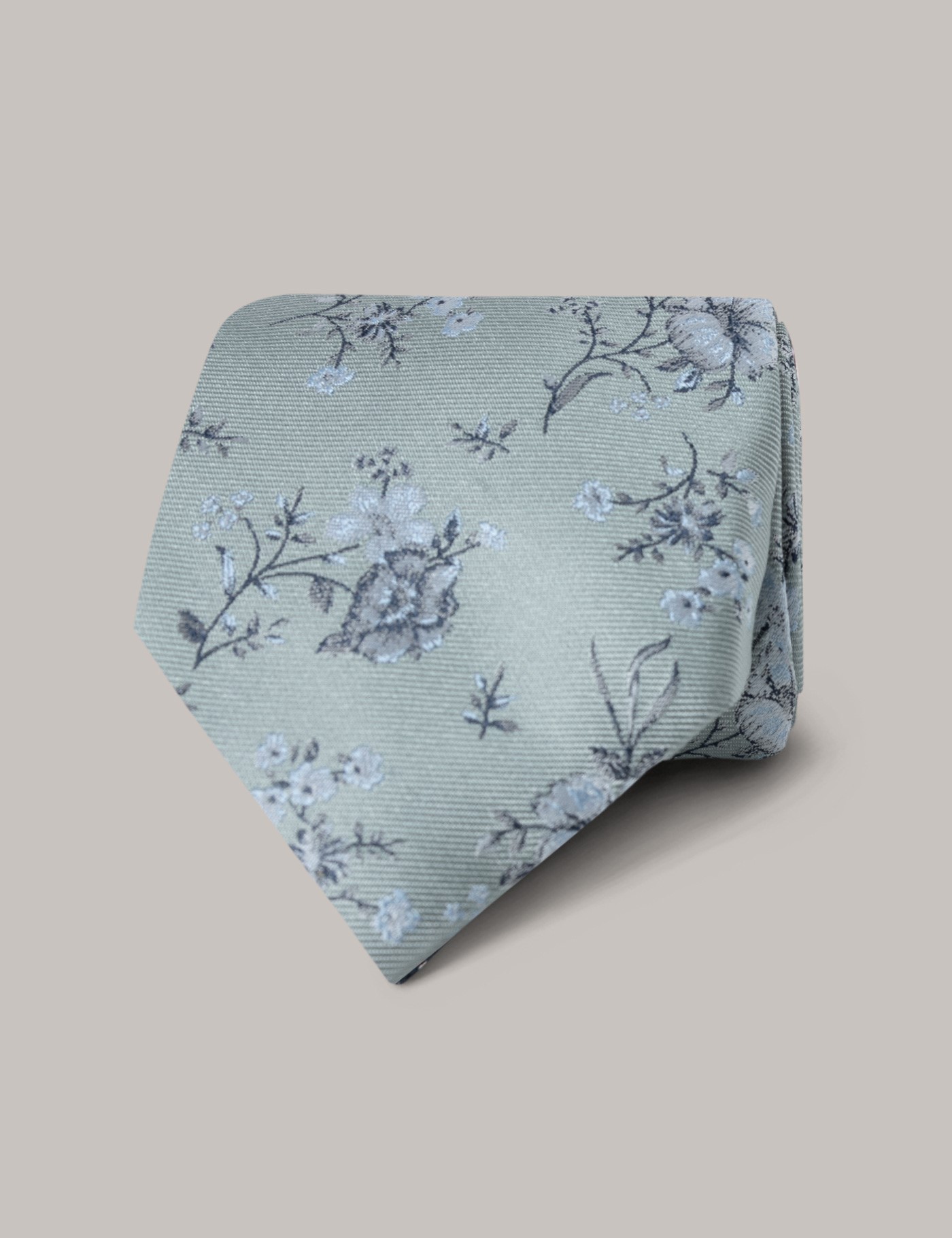 hawes & curtis green floral tie - 100% silk