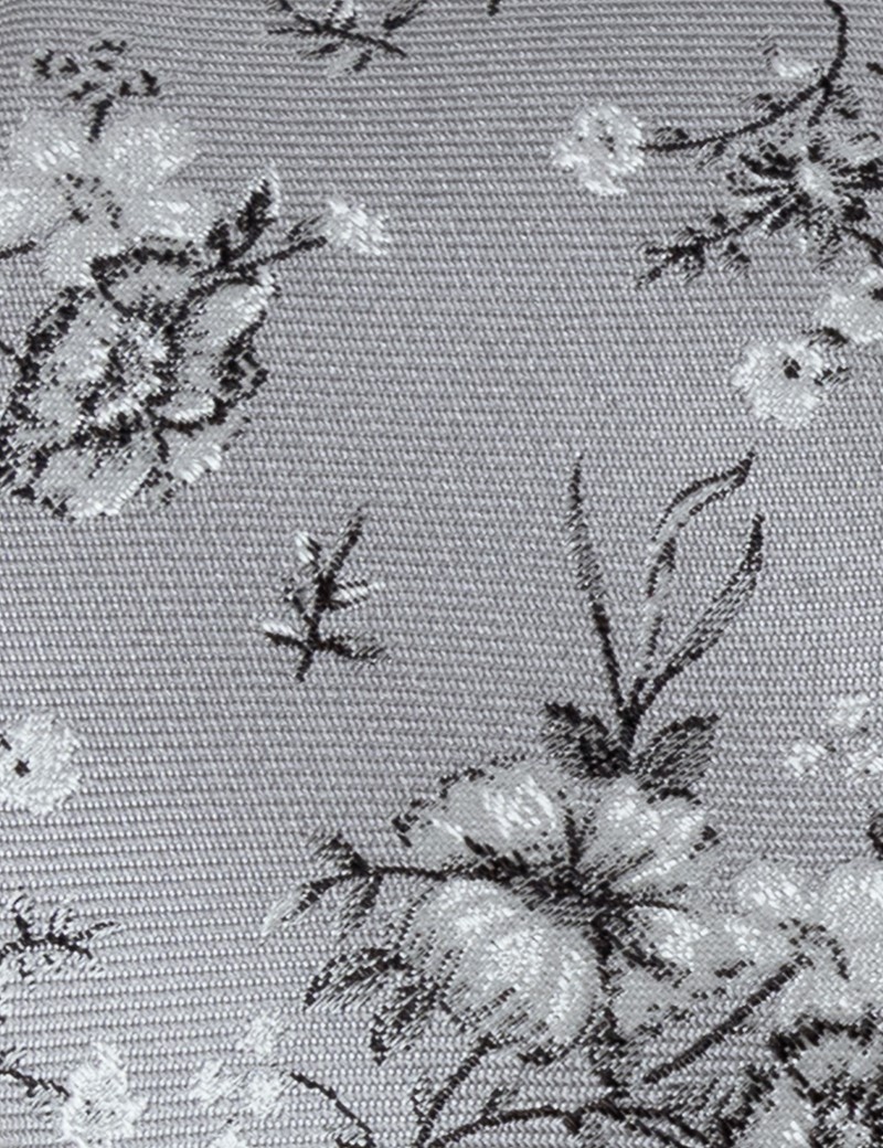 Men's Grey Floral Tie 100 Silk Hawes & Curtis