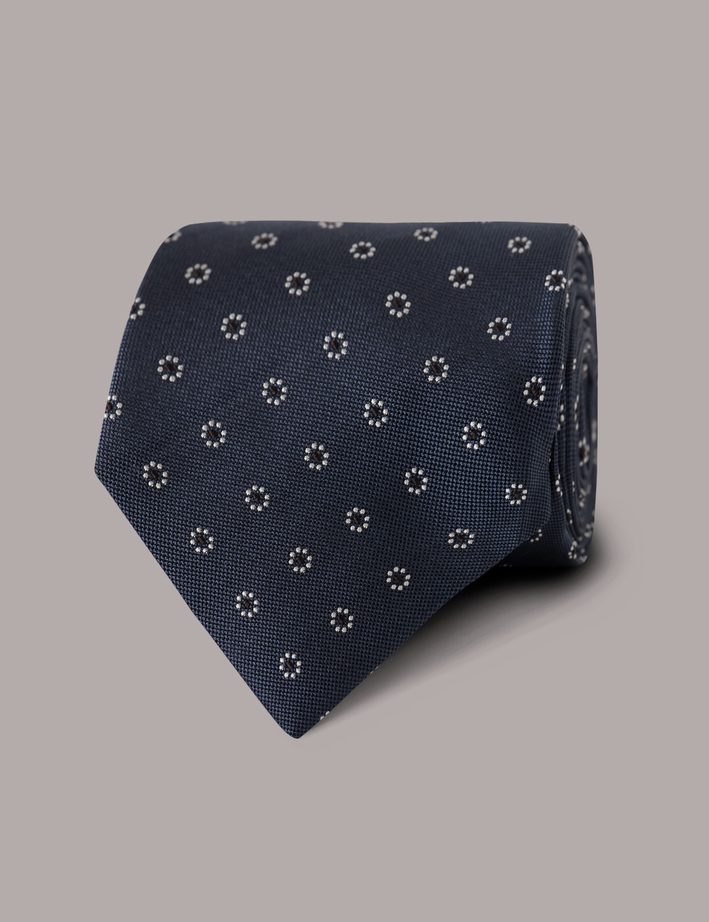 & Mid Floral Geo Tie 100% Silk One