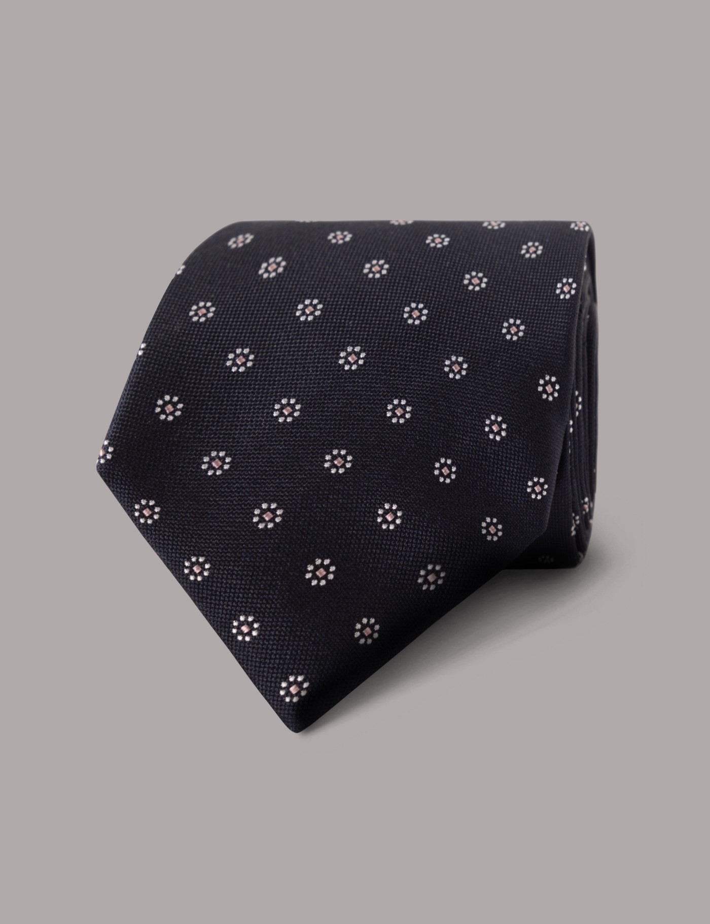 & & Pink Floral Geo Tie 100% Silk One
