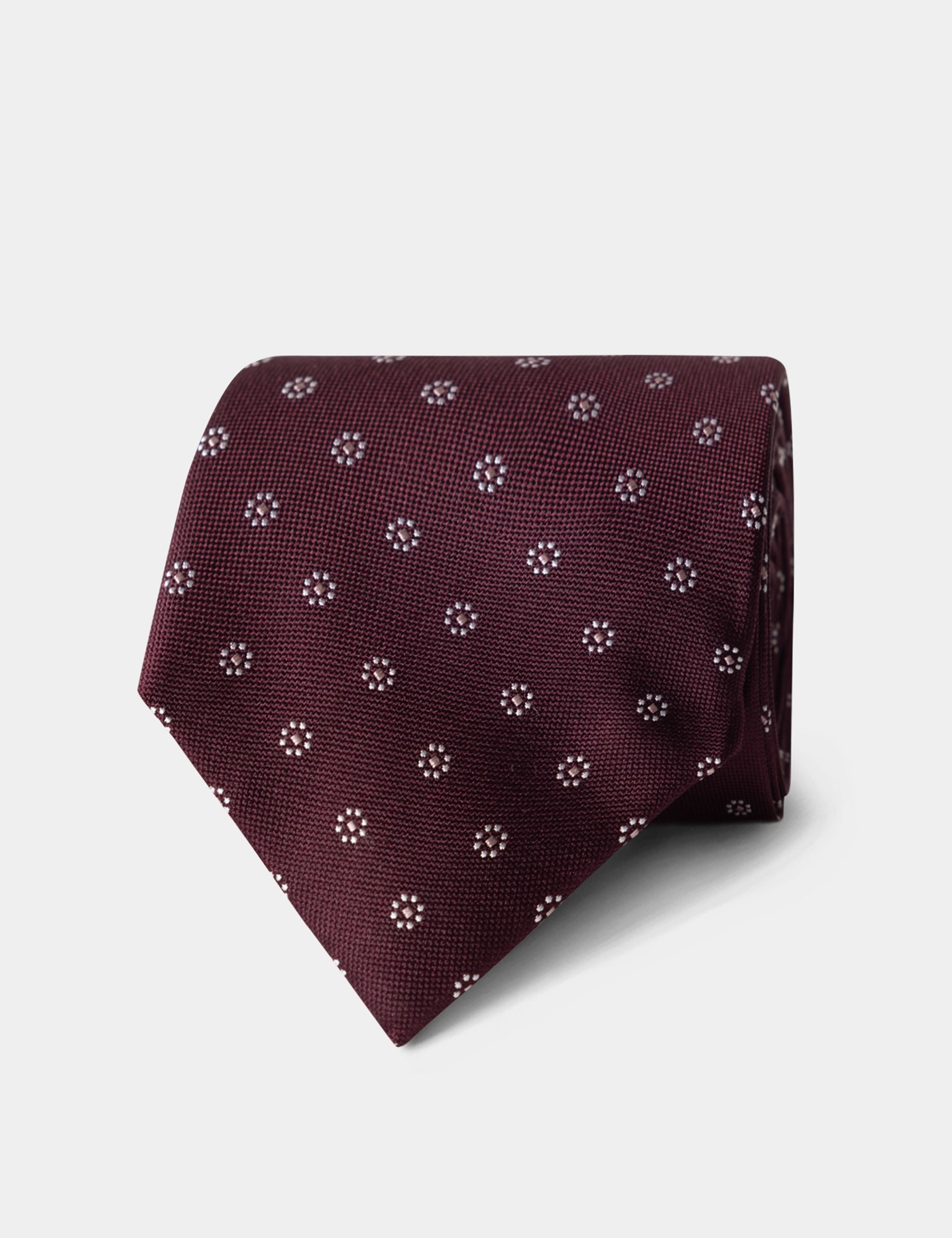 & Burgundy & Floral Geo Tie 100% Silk One