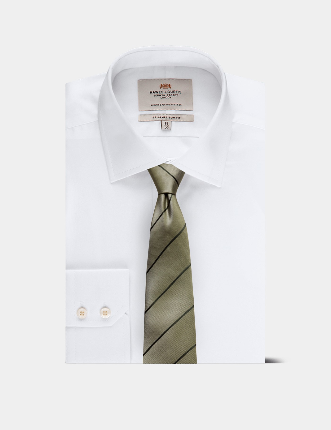 Hawes & Curtis Sage Green Tonal Stripe Tie Size: One Size image 3