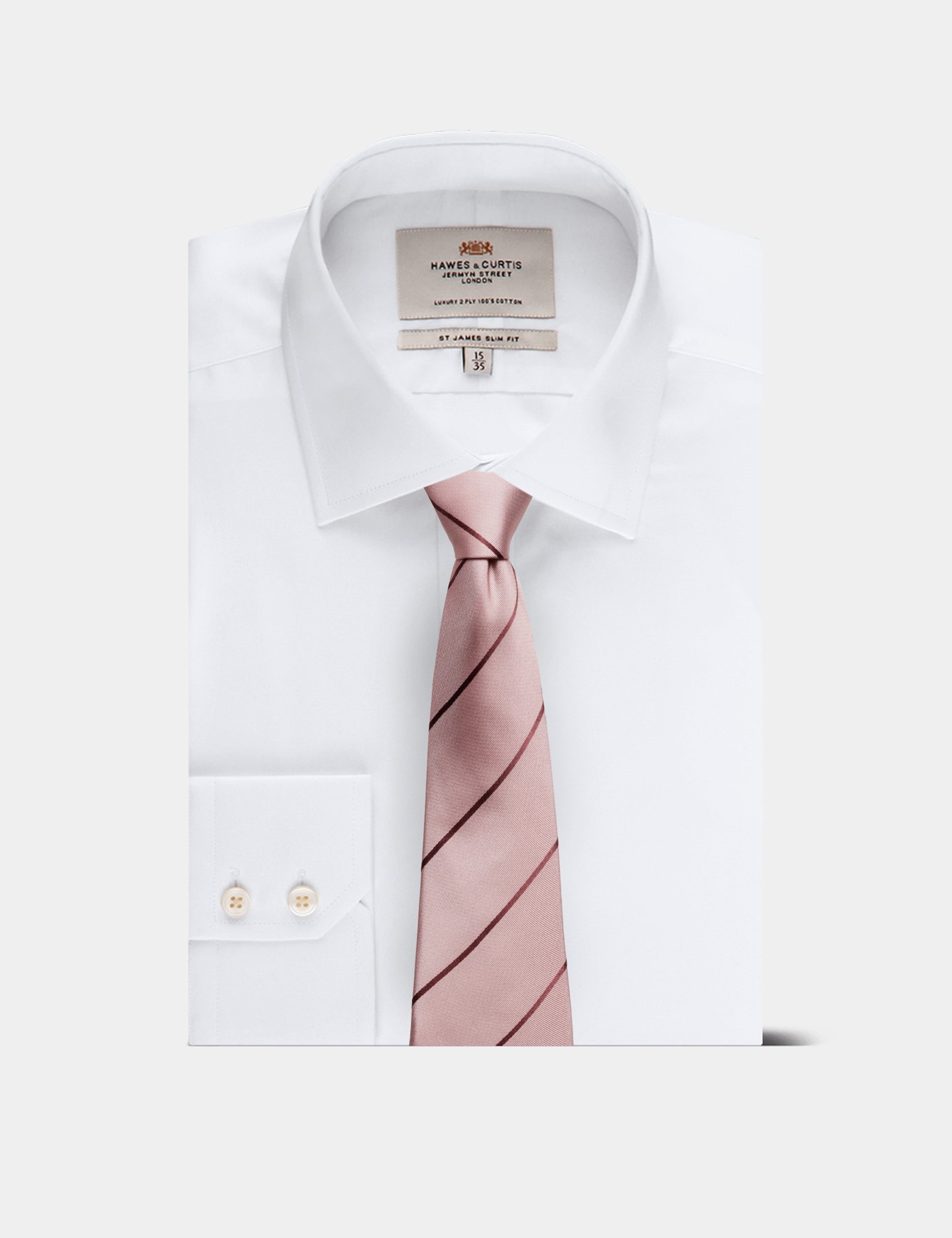 Hawes & Curtis Dusky Pink Tonal Stripe Tie Size: One Size image 3