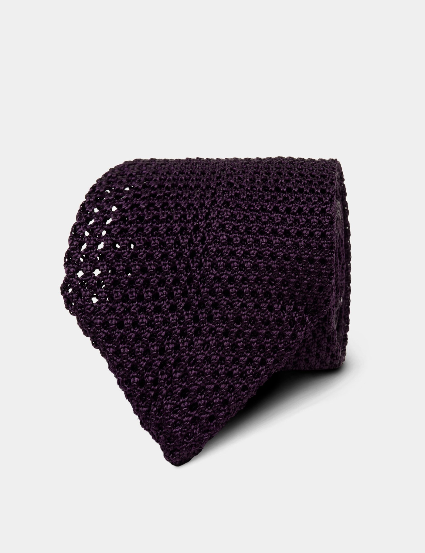 Hawes & Curtis Plum Knit Tie | Purple | Silk | Plain | Men's
