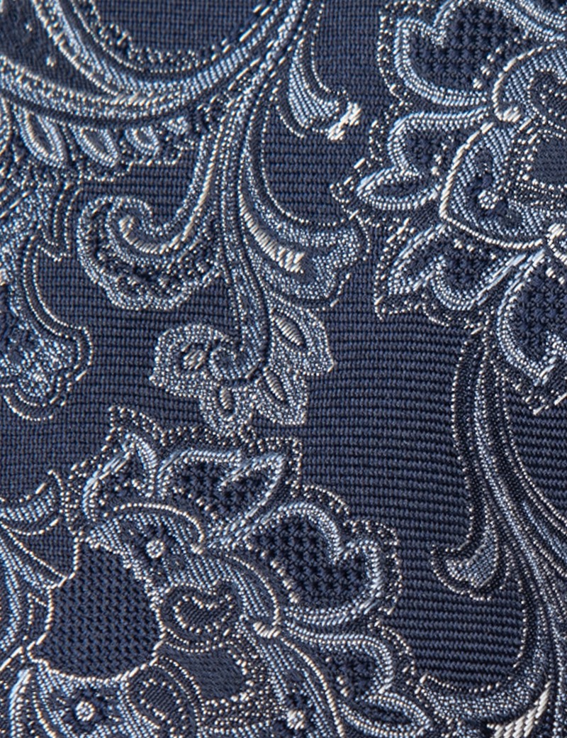 Men's Navy & Blue Paisley Tie - 100% Silk | Hawes & Curtis