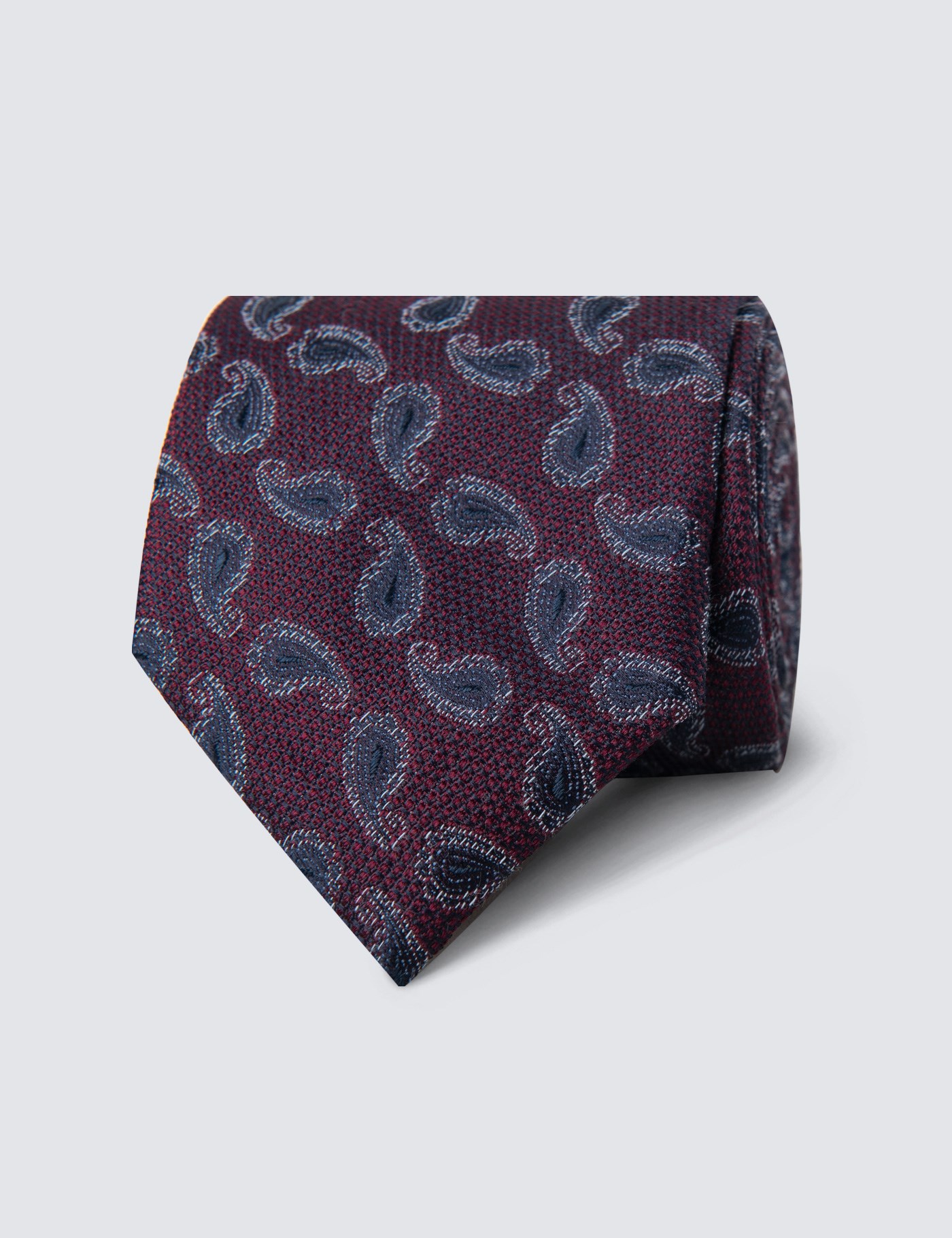 Men's Plum Textured Paisley Tie 100 Silk Hawes & Curtis